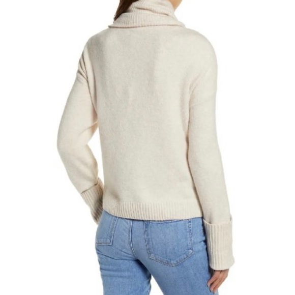 Cowl Neck Sweater, Soft Cotton Wool Blend, Ribbed Cuffs, Natural Color Chelsea28 - Picture 2 of 14